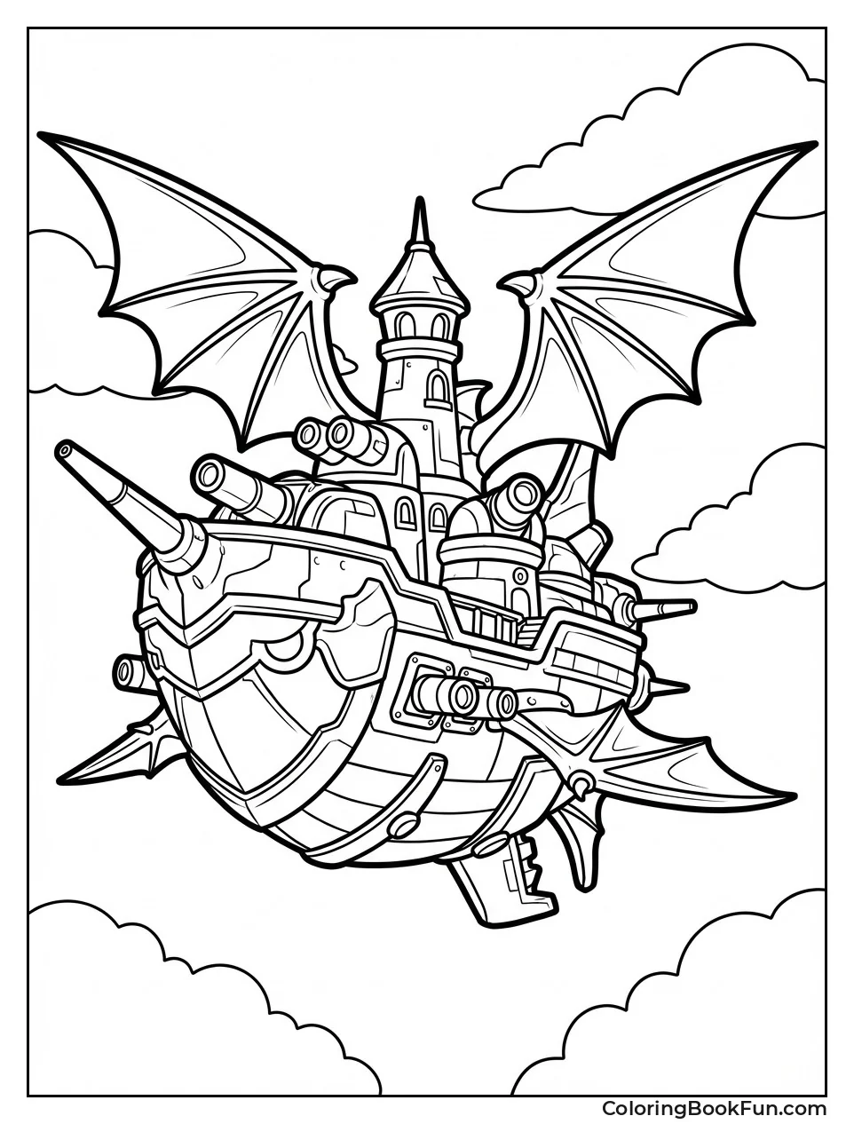 Massive Halberd Airship Flying