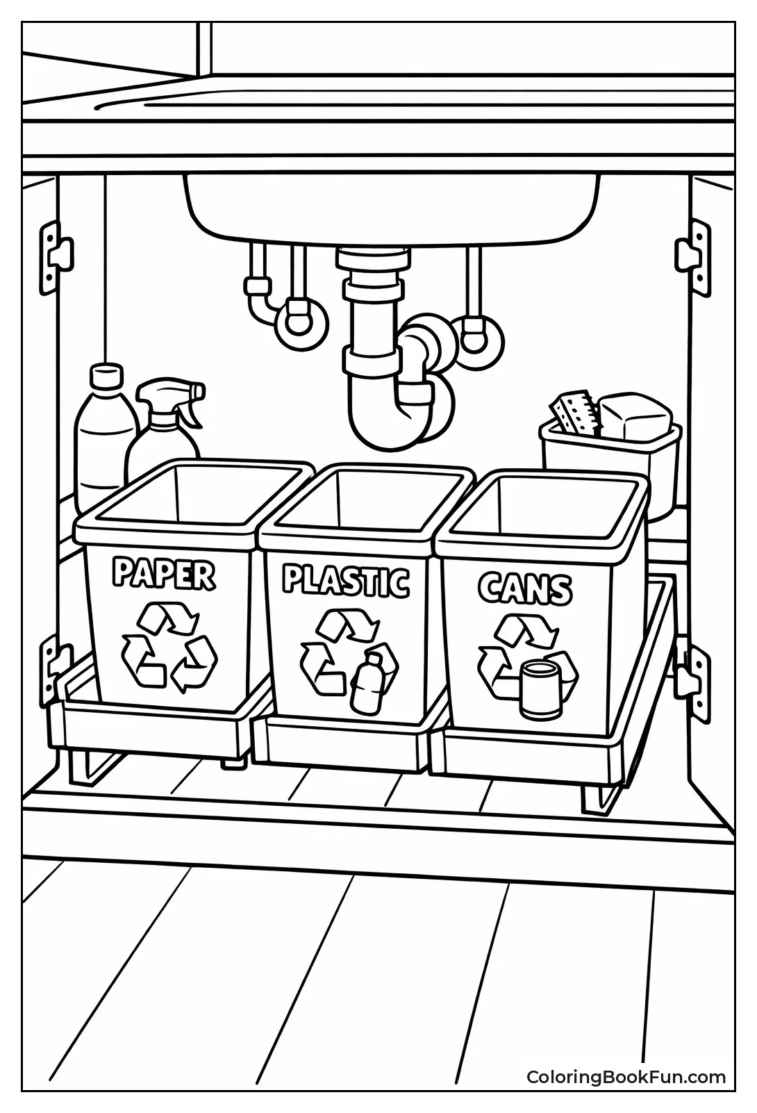 Kitchen Bins under Sink Labeled