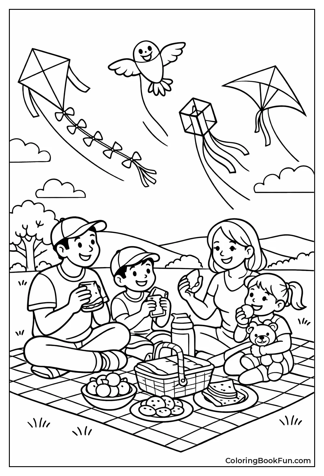 Family Picnics with Flying Kites
