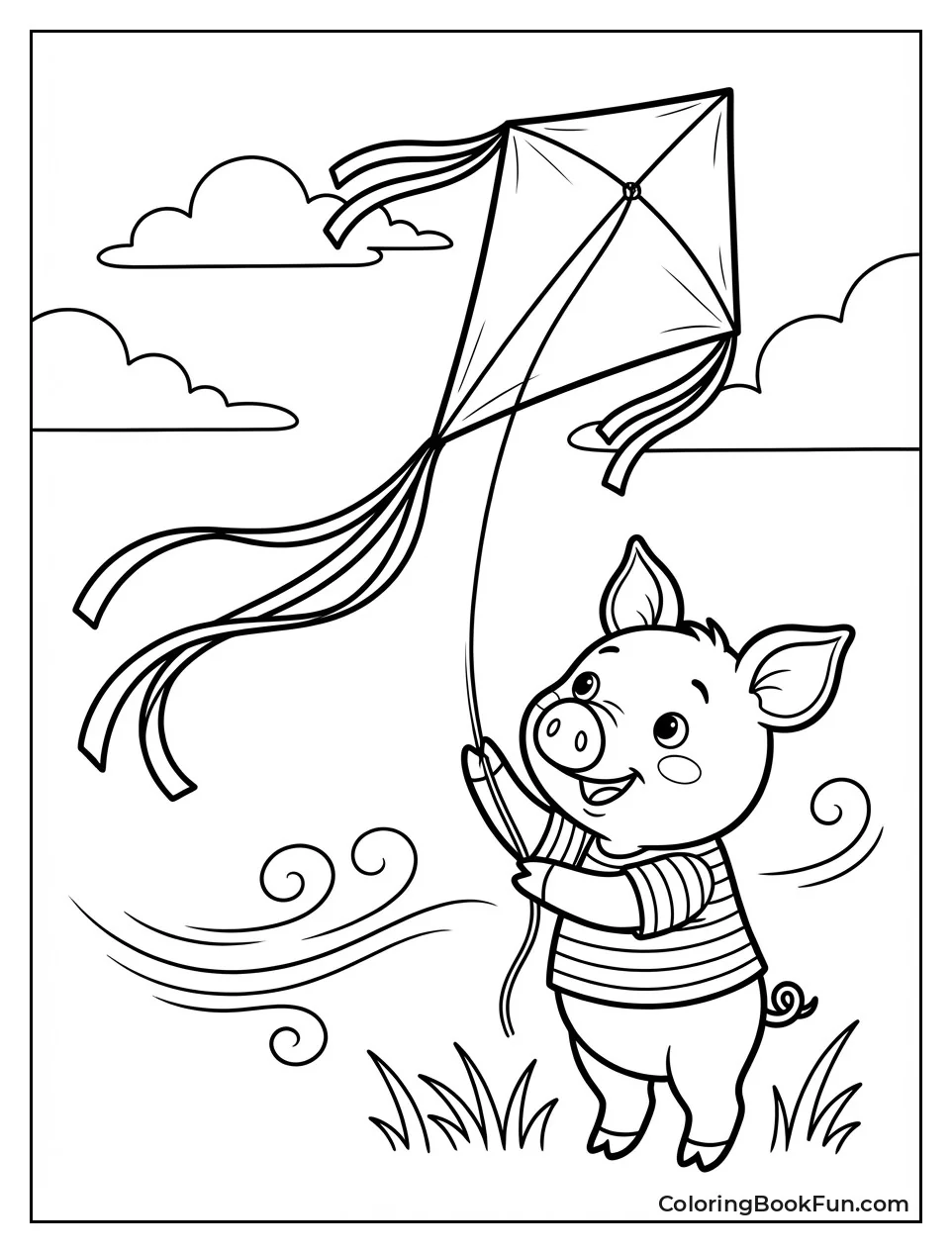 Piglet Flies Colorful Kite