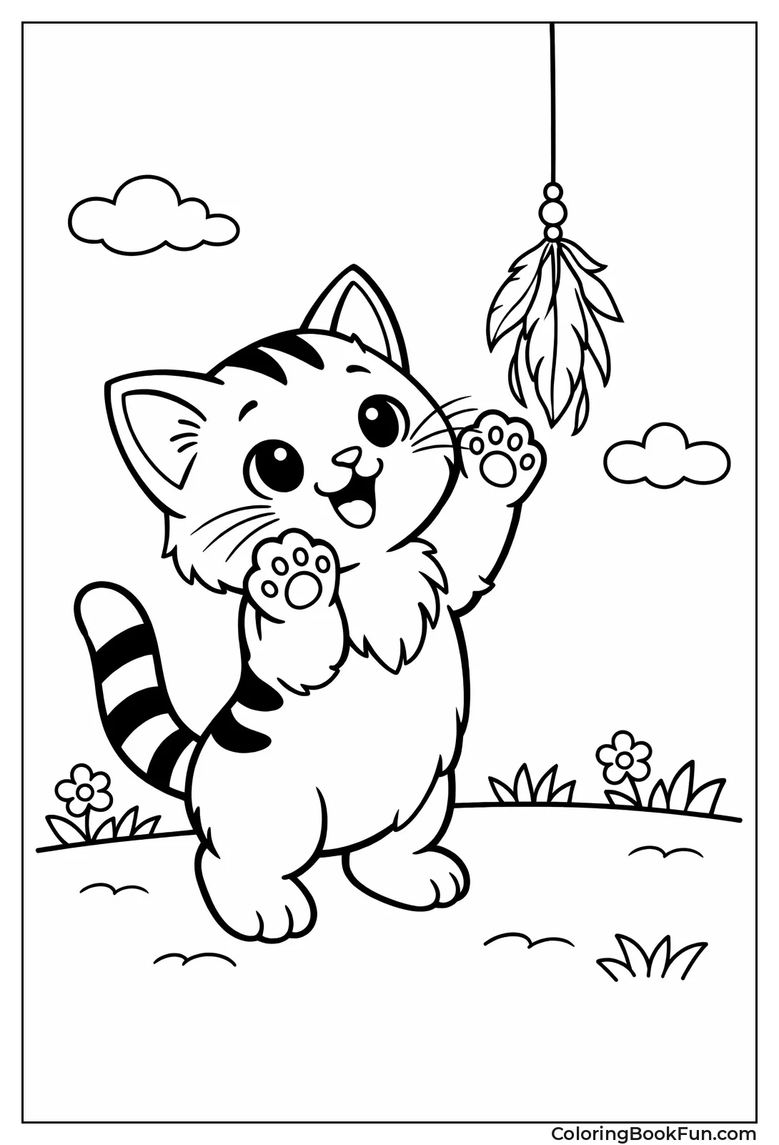 Kitten Reaching for Feather