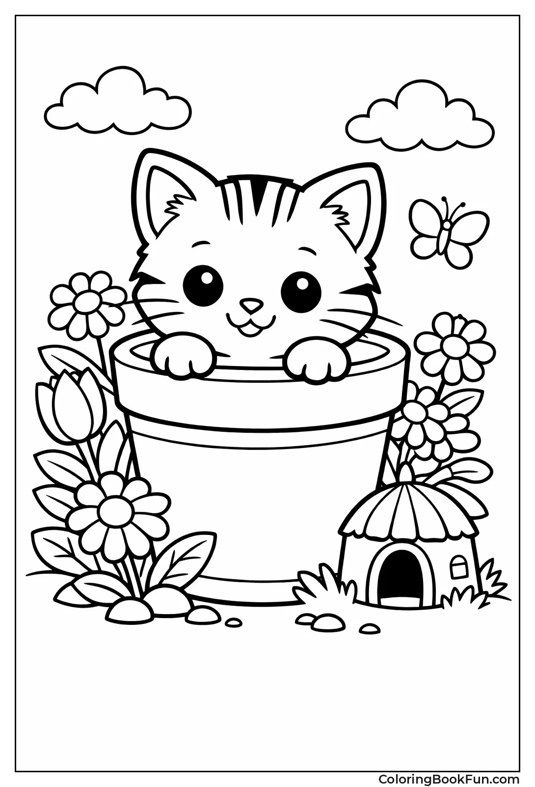 Kitten in Flower Pot