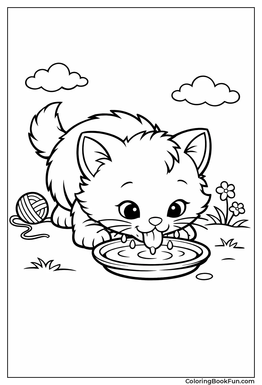 Kitten Lapping Milk Bowl