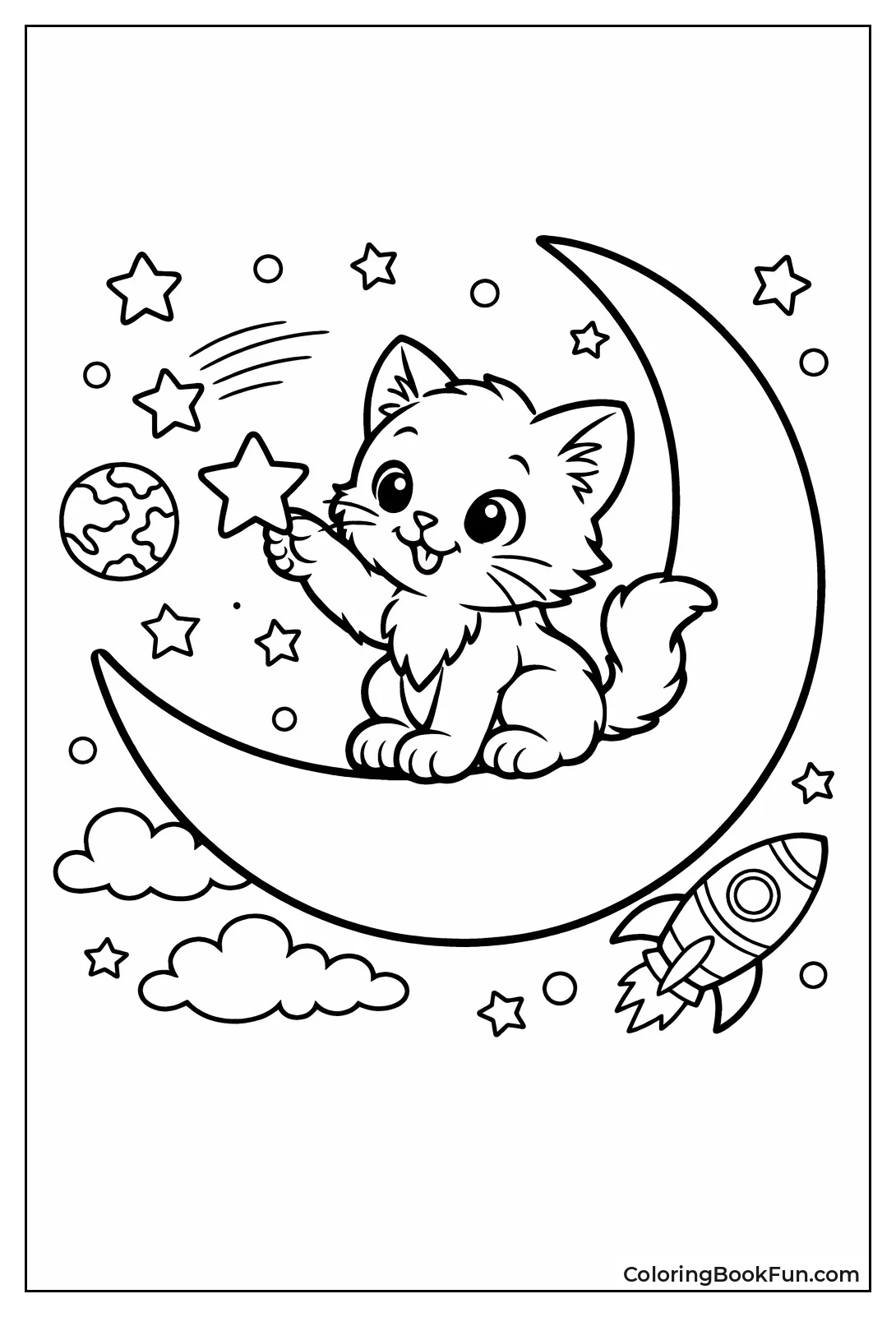 Kitten Bats Star on Moon