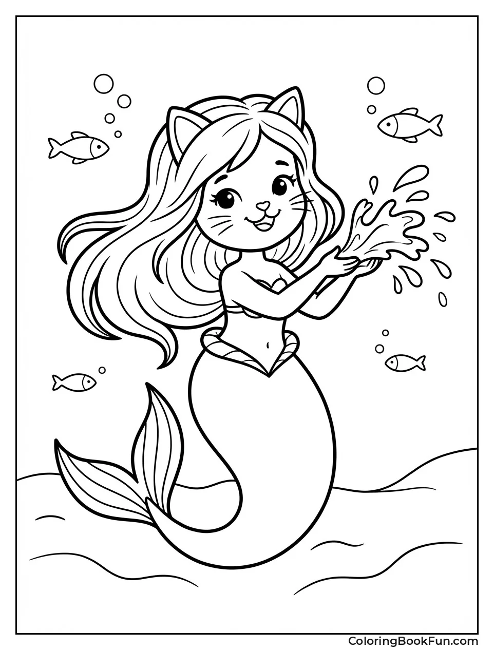 Kitty Mermaid Splashing Water
