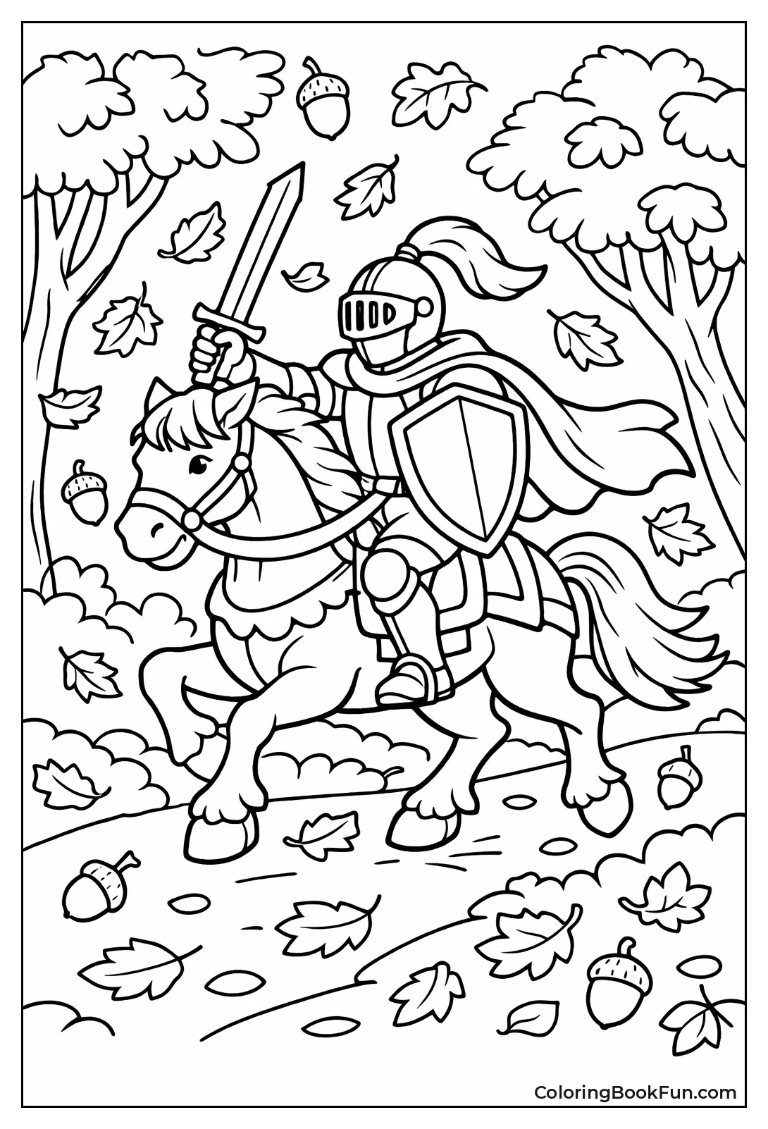 Knight Rides Autumn Forest
