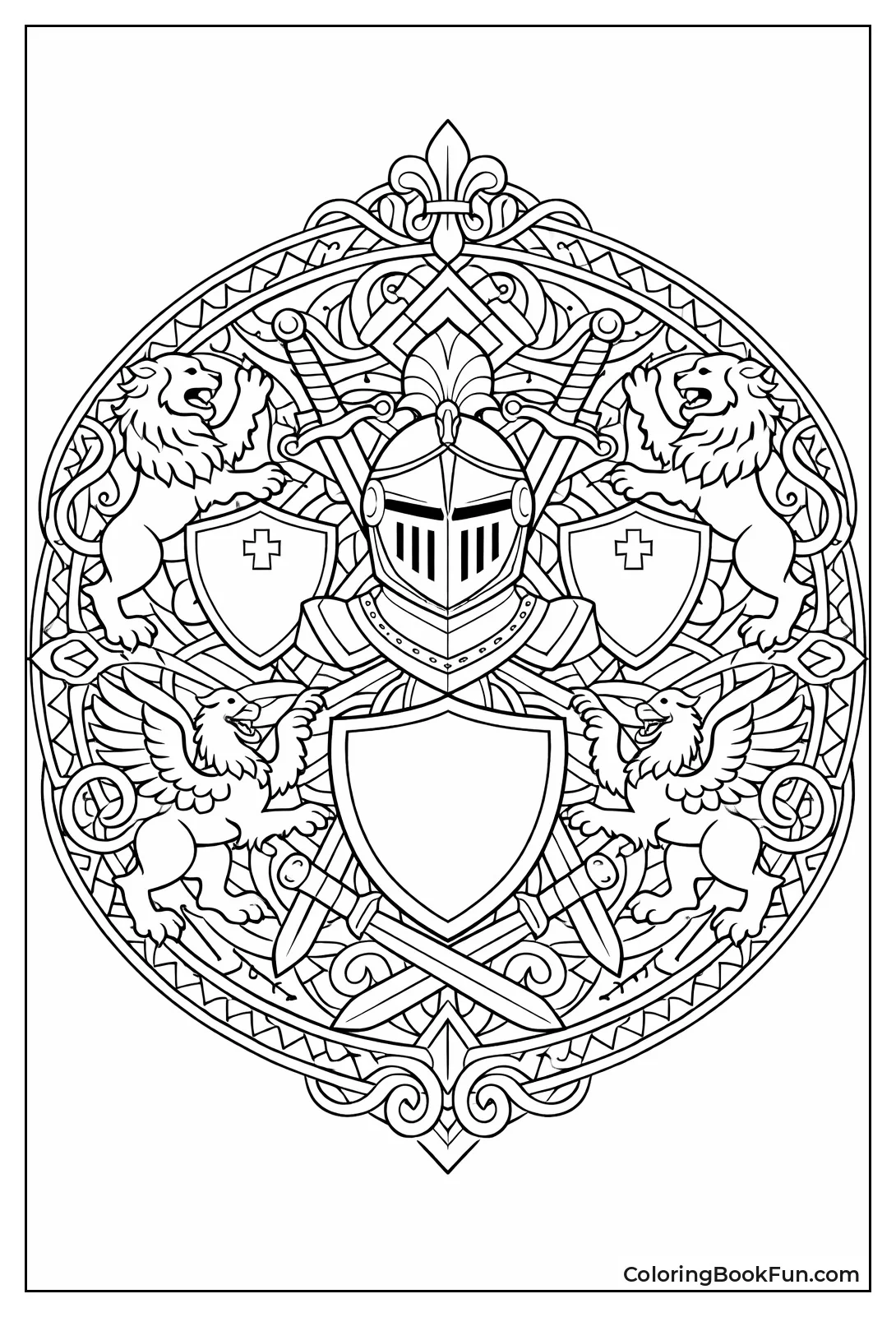 Knight Mandala with Lions