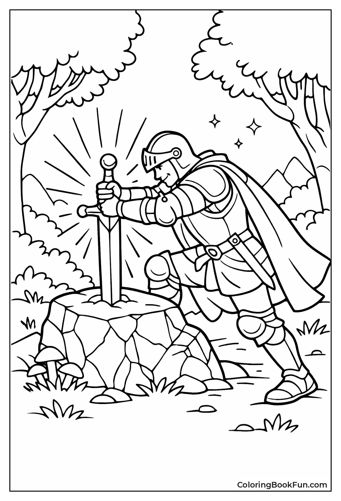 Knight Pulls Sword Stone