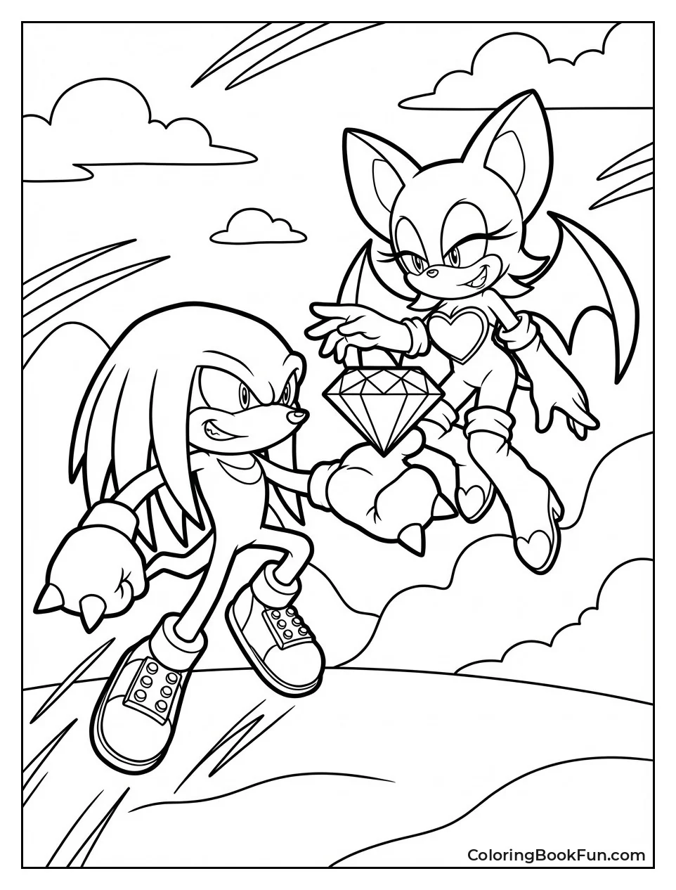 Knuckles and Rouge Chasing Emerald