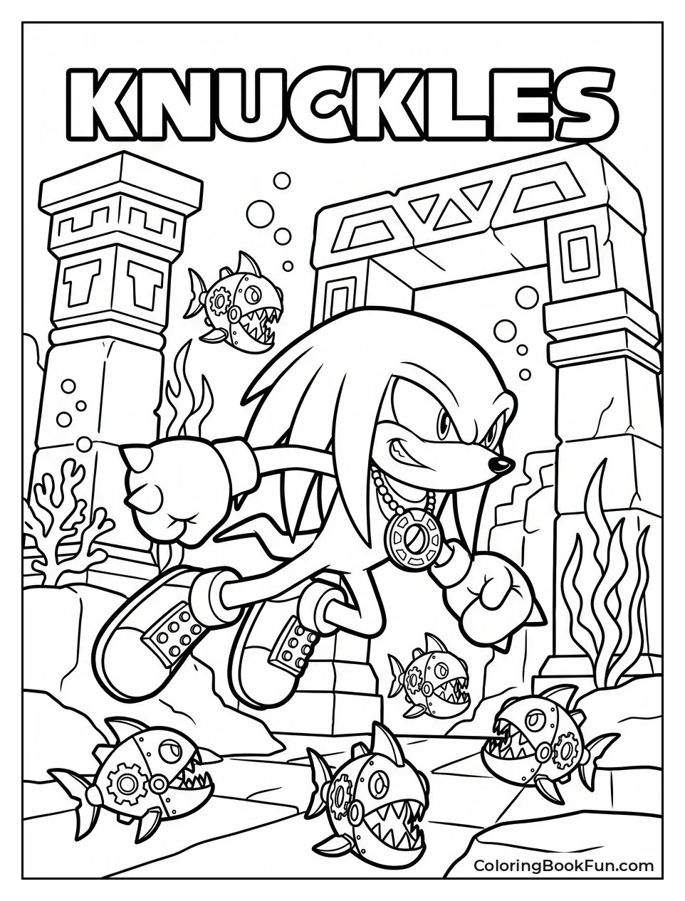 Knuckles Swimming through Temple