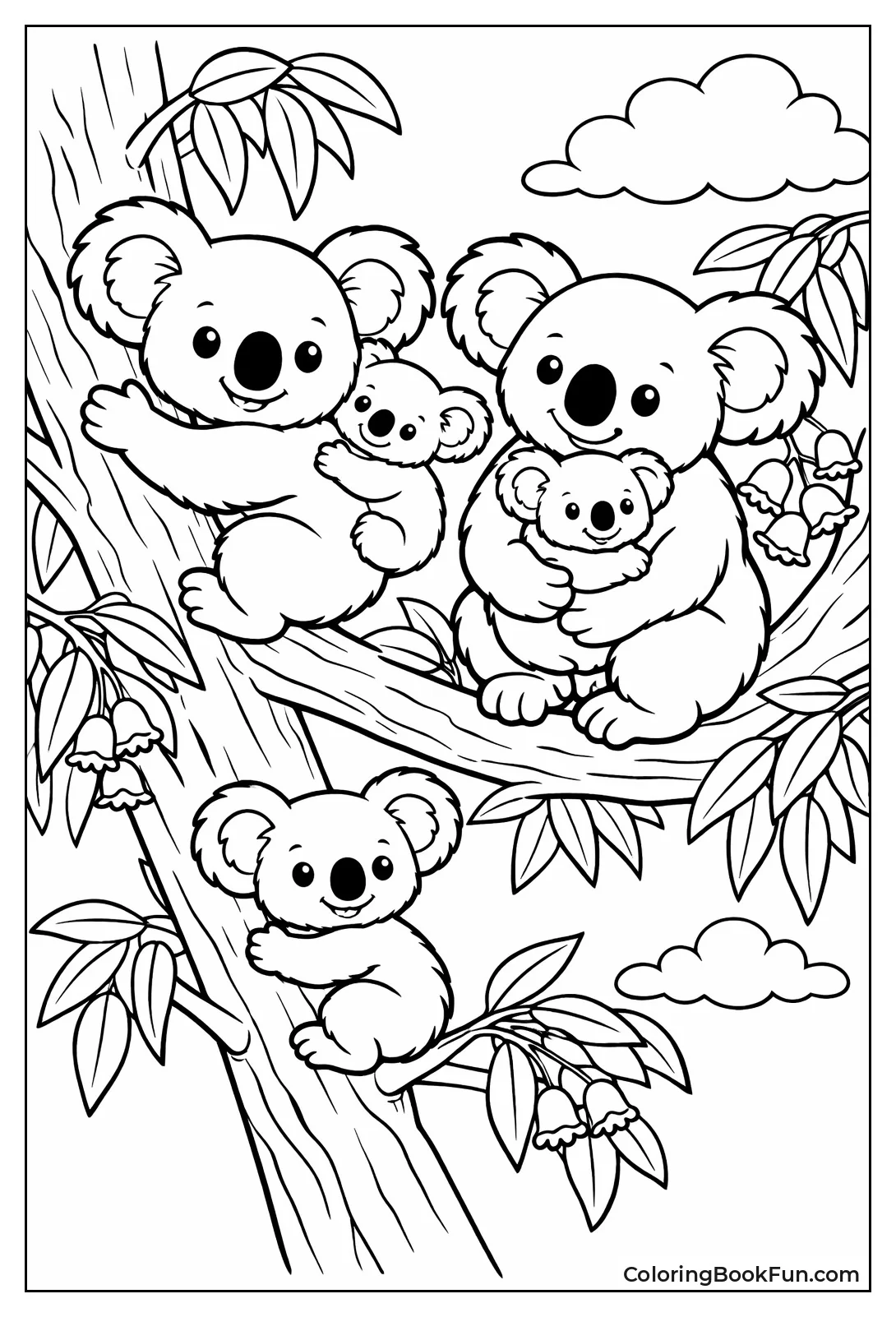 Koala Family in Tree