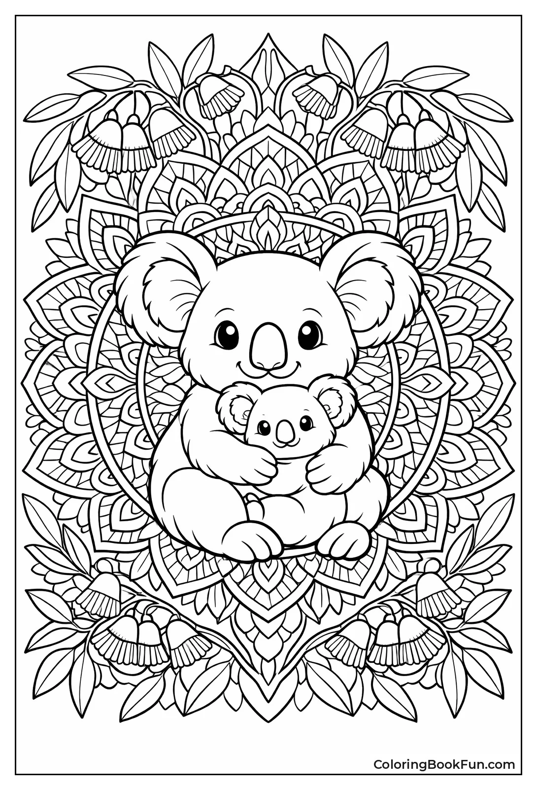 Koala Mandala with Leaves
