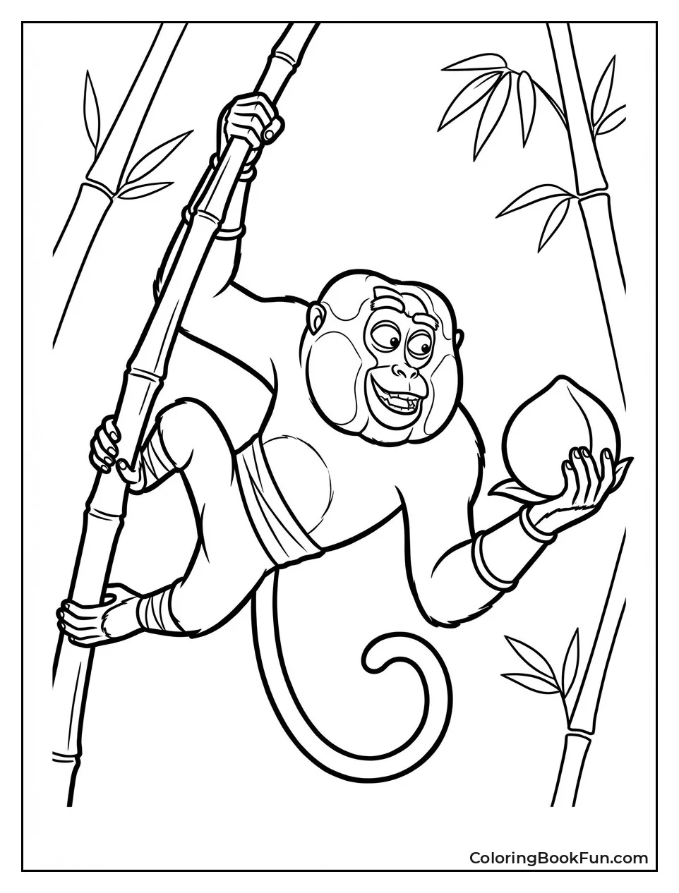 Monkey Swings from Bamboo