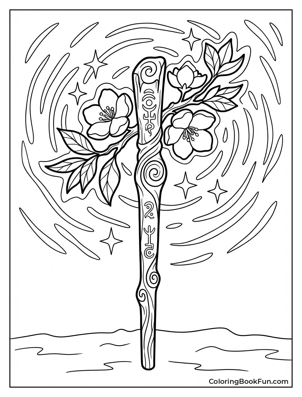 Oogway's Glowing Staff Symbols