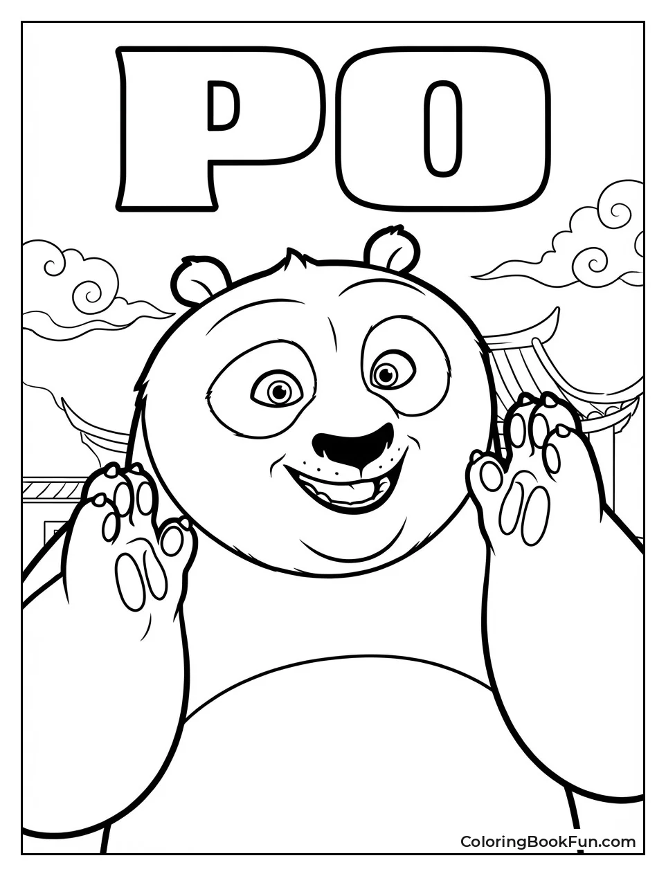 Po Smiles with Raised Paws