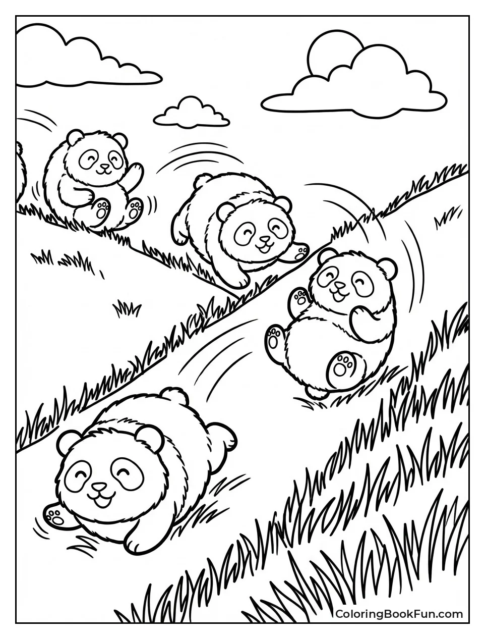 Pandas Roll down Hill