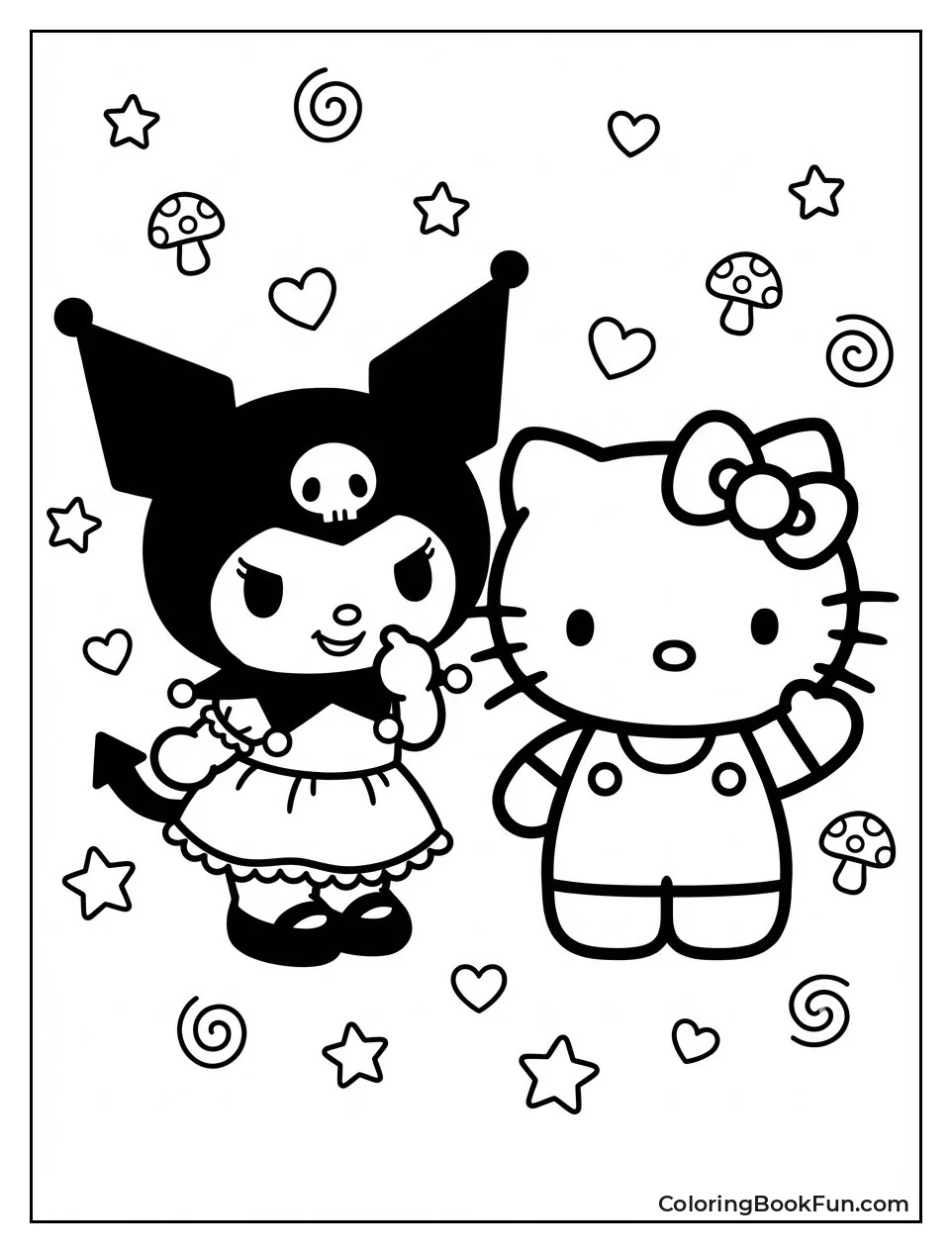 Kuromi Poses with Hello Kitty