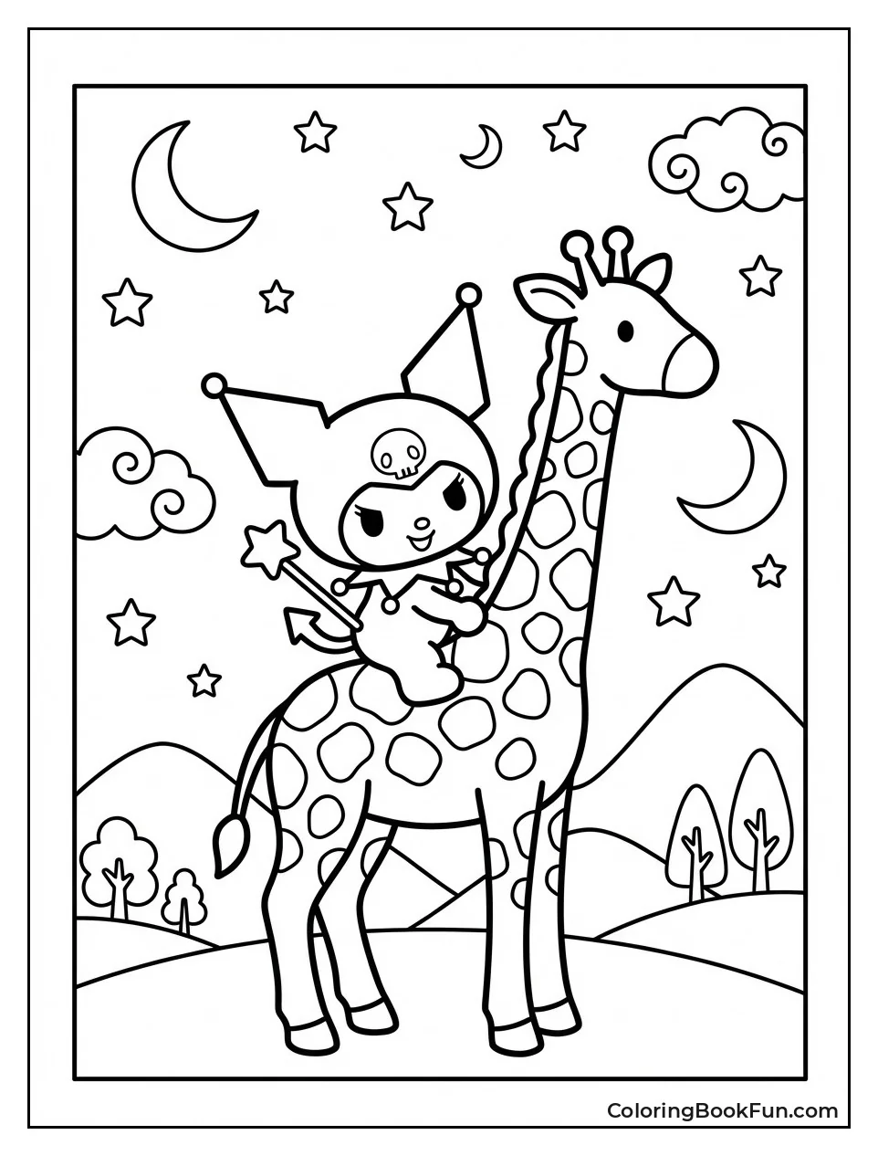 Kuromi Rides Giraffe Safari