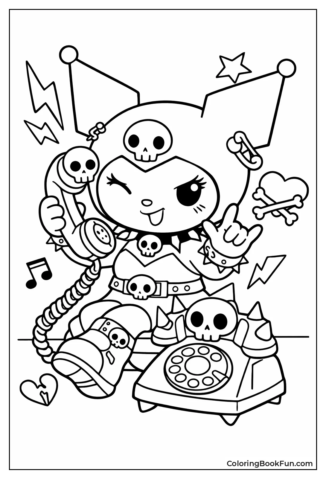 Kuromi with Skull Phone