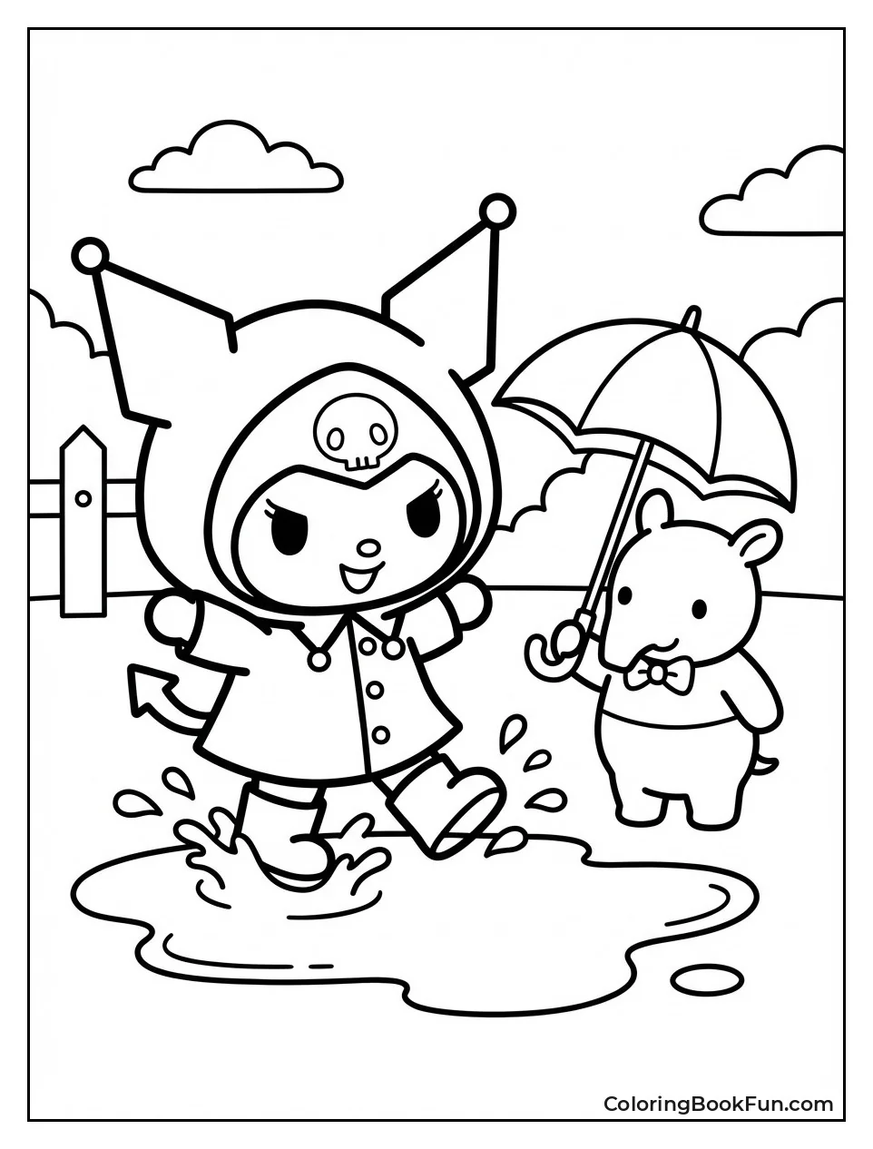 Kuromi Splashes in Puddles