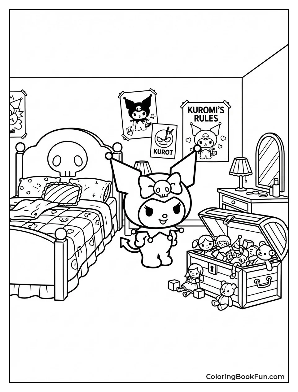 Kuromi in Skull Bedroom