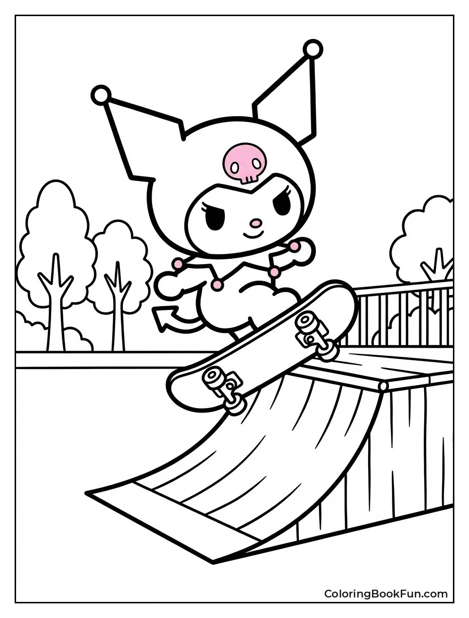 Kuromi Tricks on Skateboard
