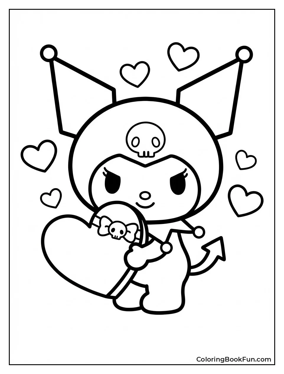 Kuromi Holds Heart Skull