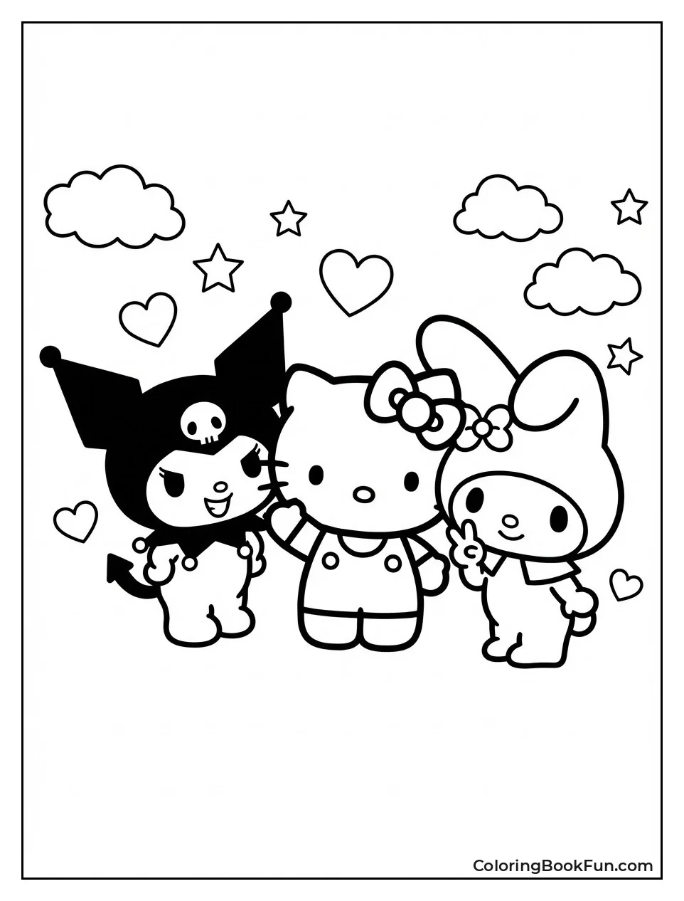 Kuromi Groups with Kitty and Melody