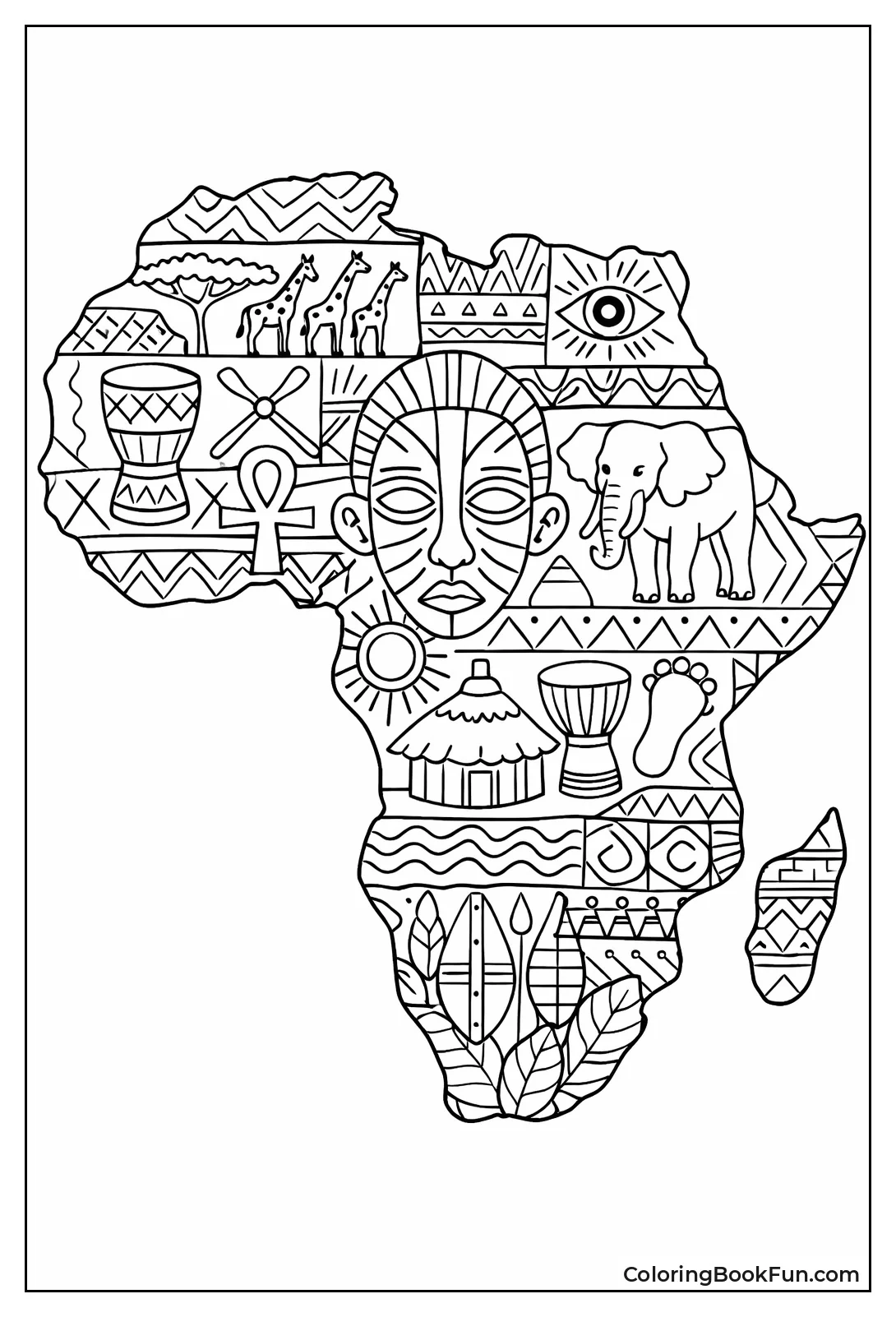 Africa Map Tribal Patterns