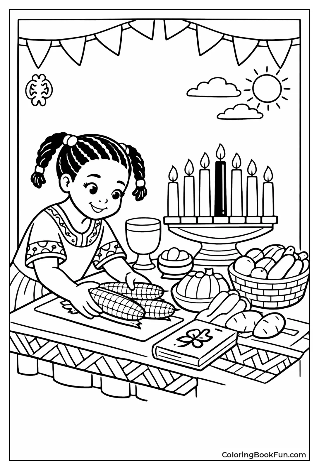 Girl Places Corn Ears