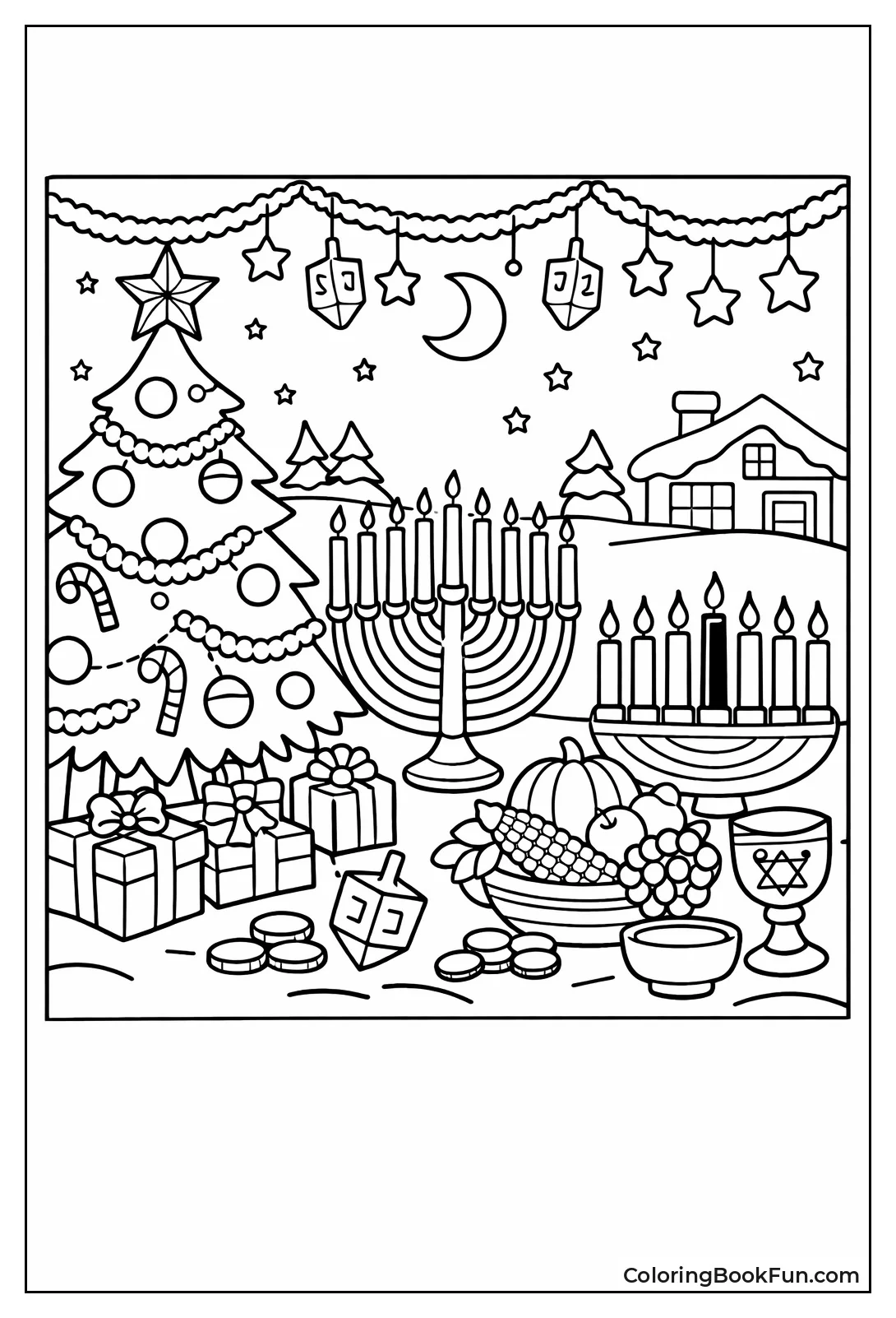 Christmas Tree with Menorah and Kinara