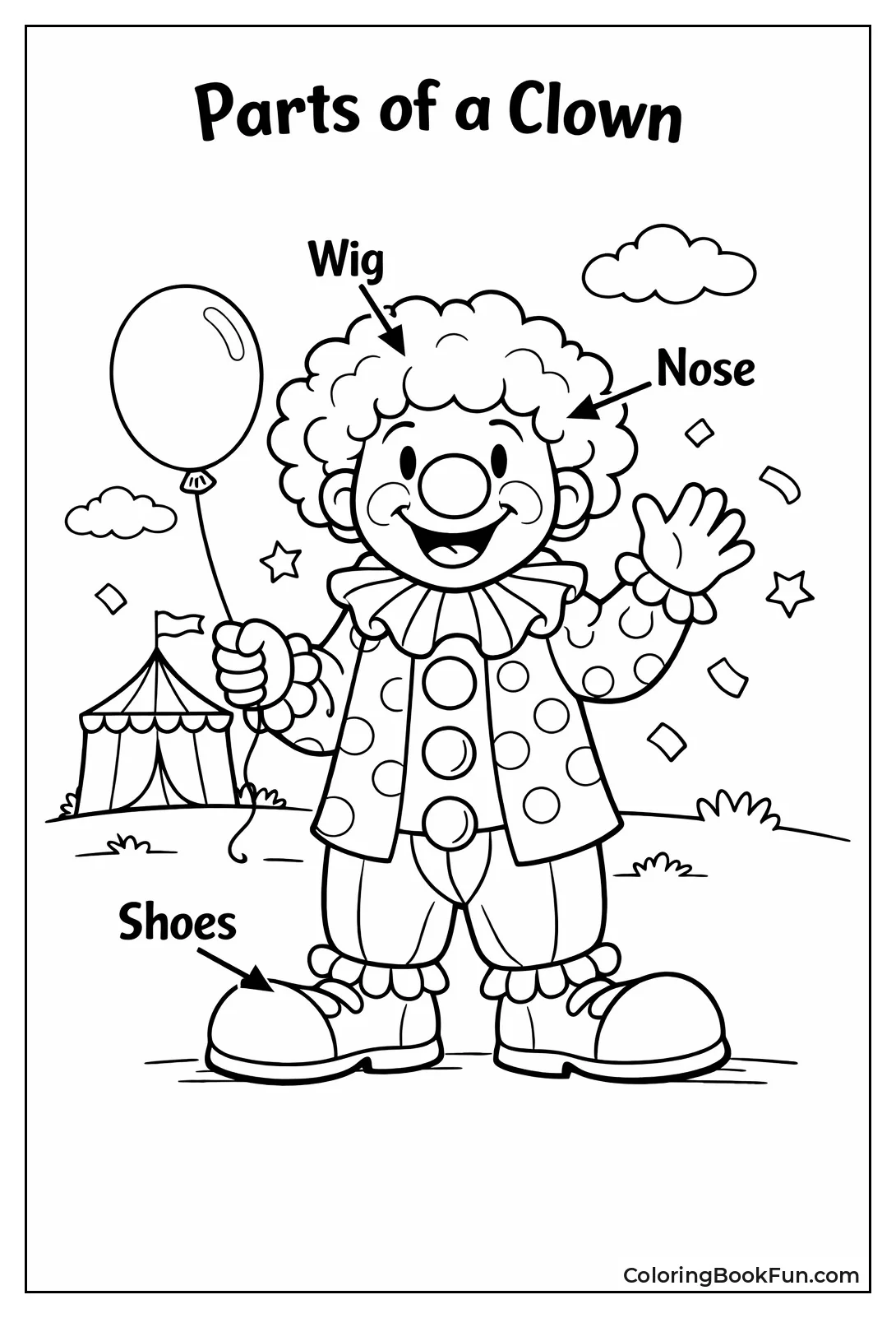 Labeled Clown Costume Parts