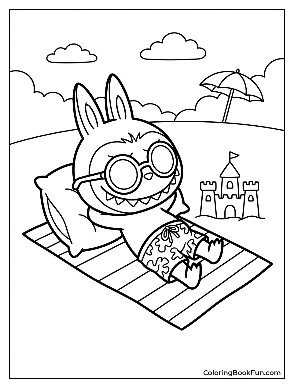 Labubu Relaxes Beach Day