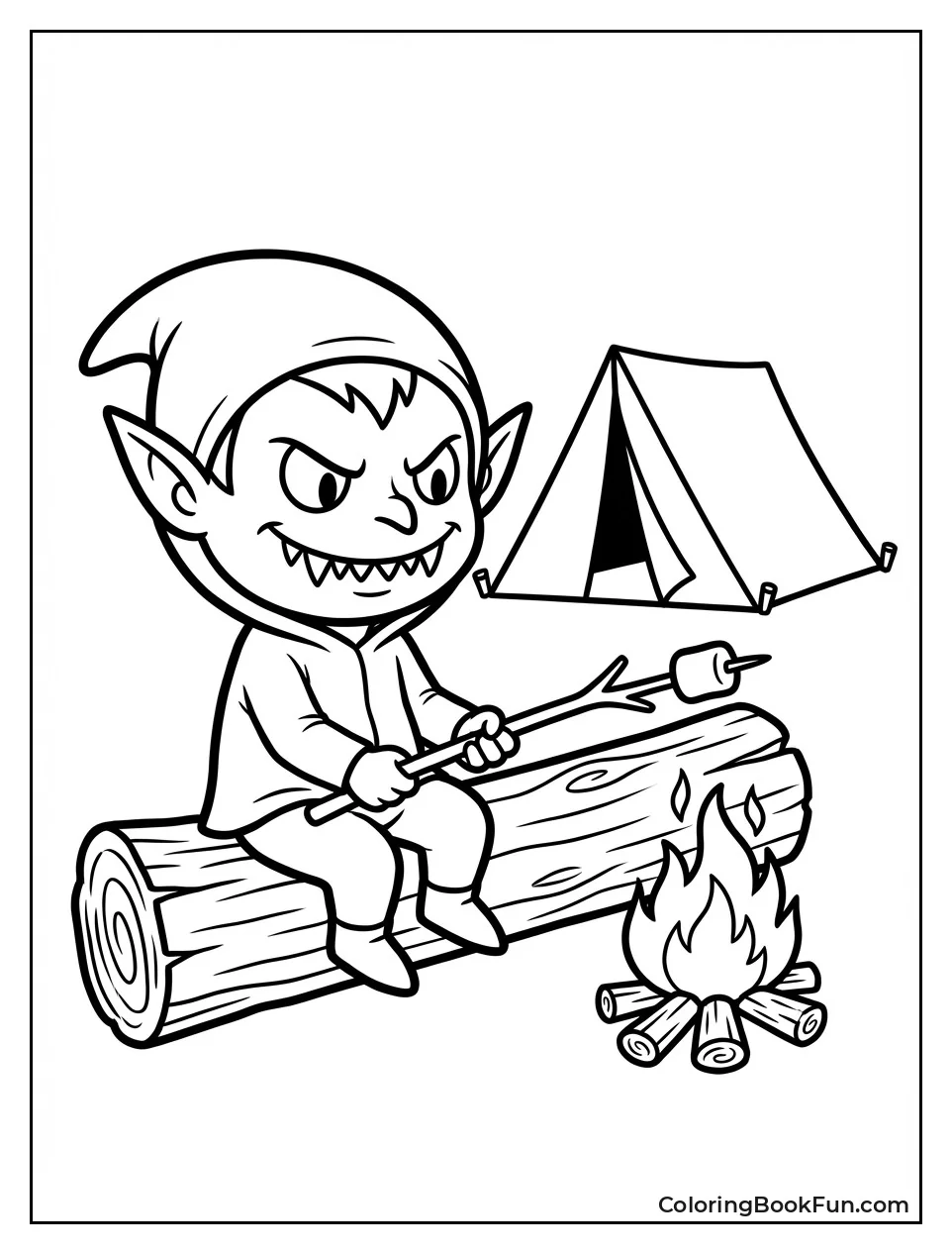 Labubu Roasts Marshmallow Campfire