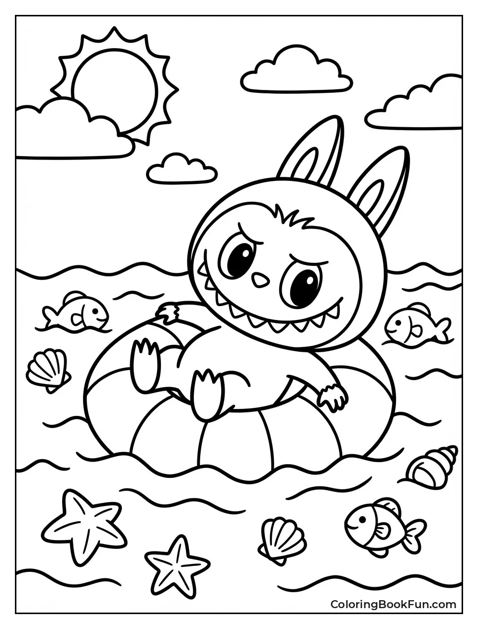 Labubu Floats on Ocean