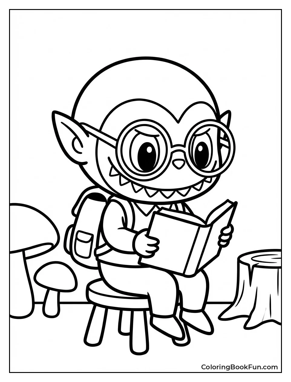 Labubu Reads with Backpack