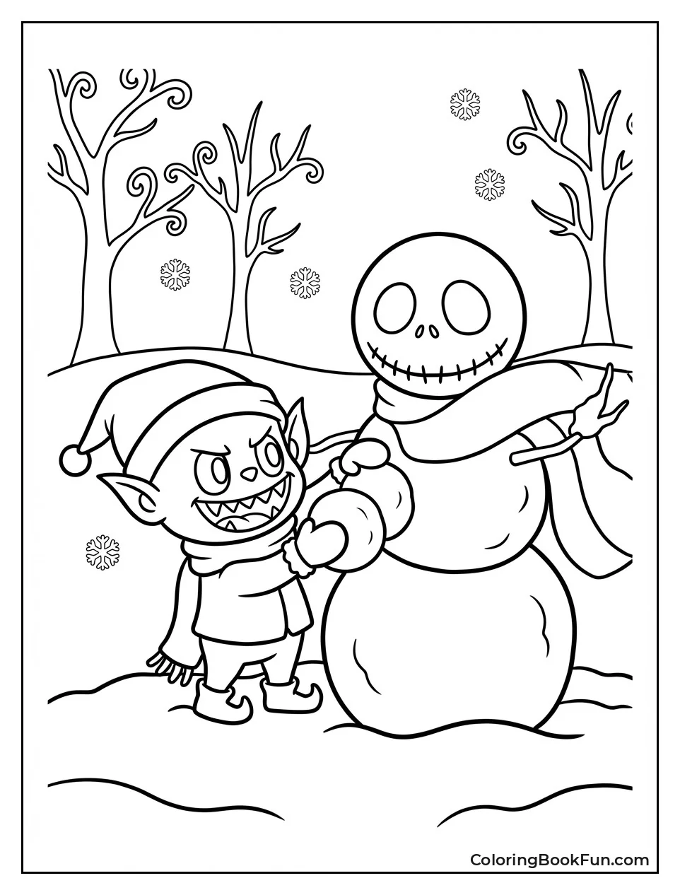 Labubu Builds Snowman