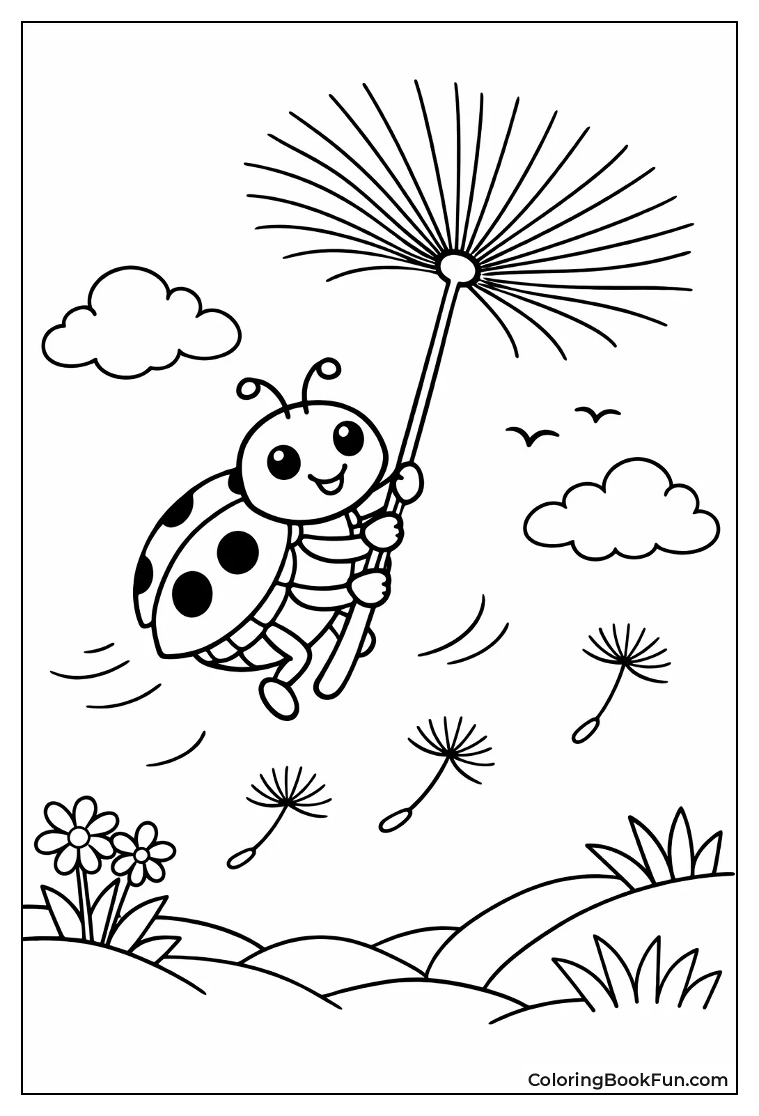 Ladybug on Dandelion Seed