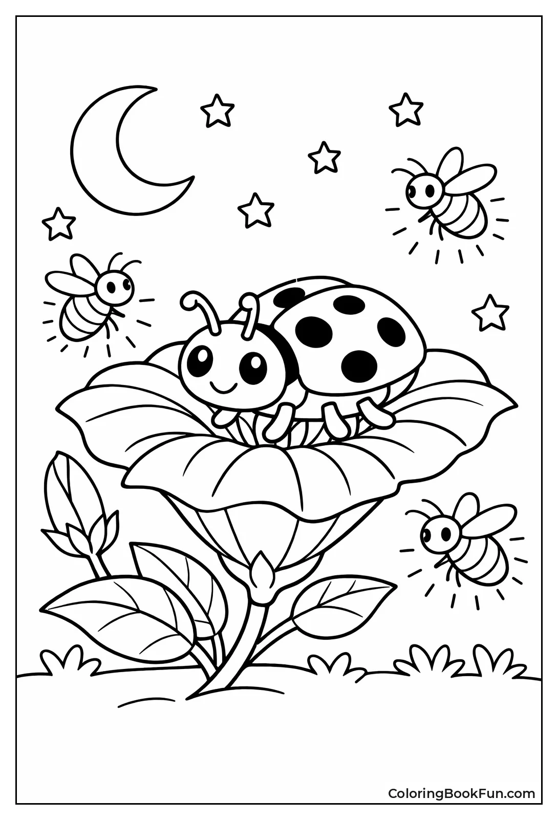 Ladybug on Night Moonflower