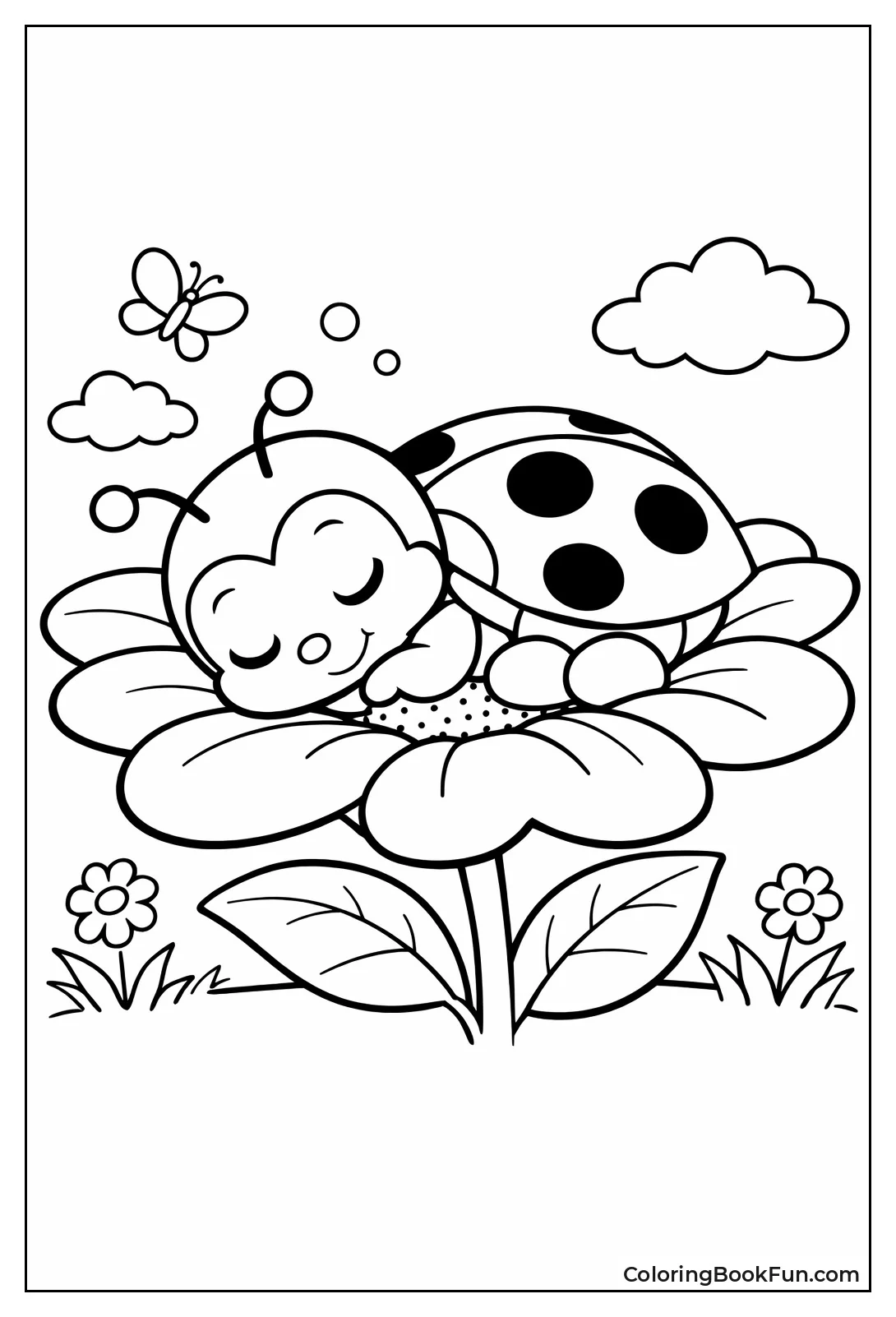 Ladybug Sleeping on Petal