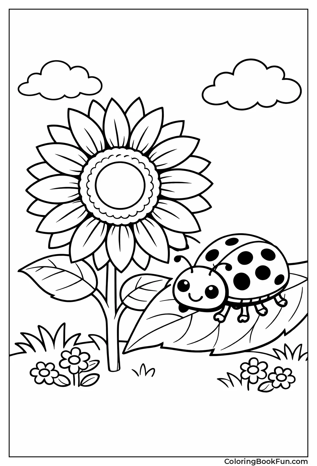 Ladybug on Sunflower Leaf