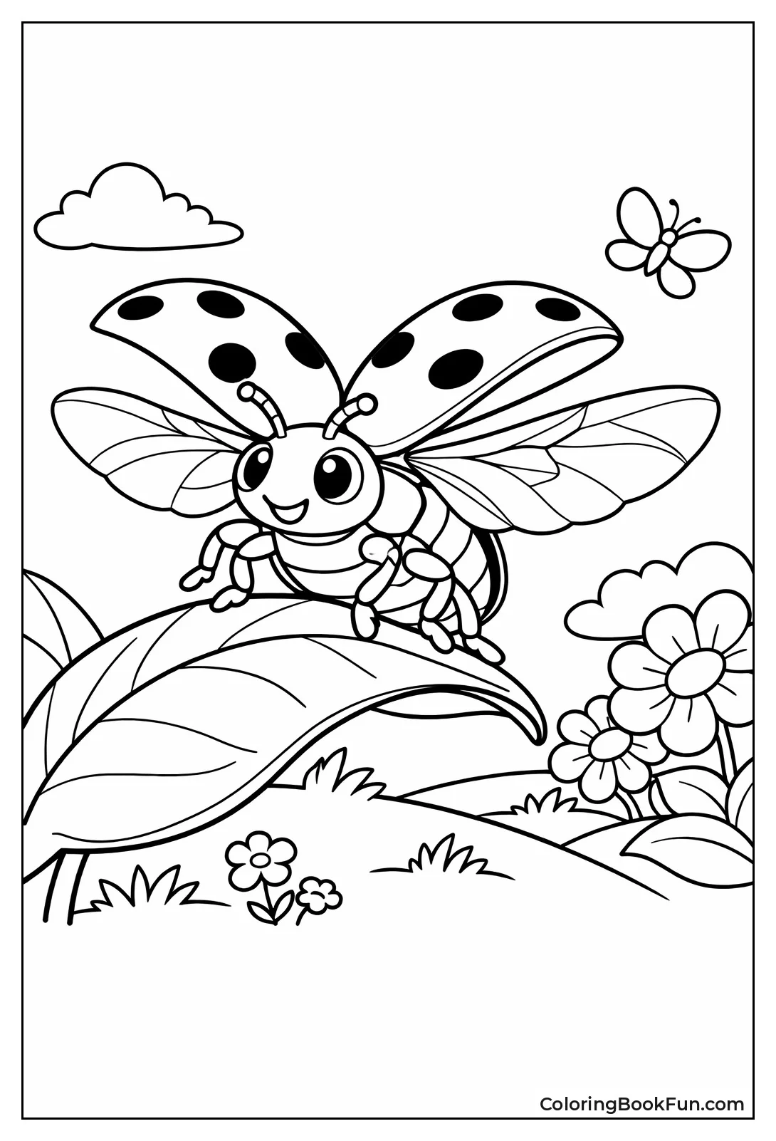 Ladybug Lifting Wings Flying