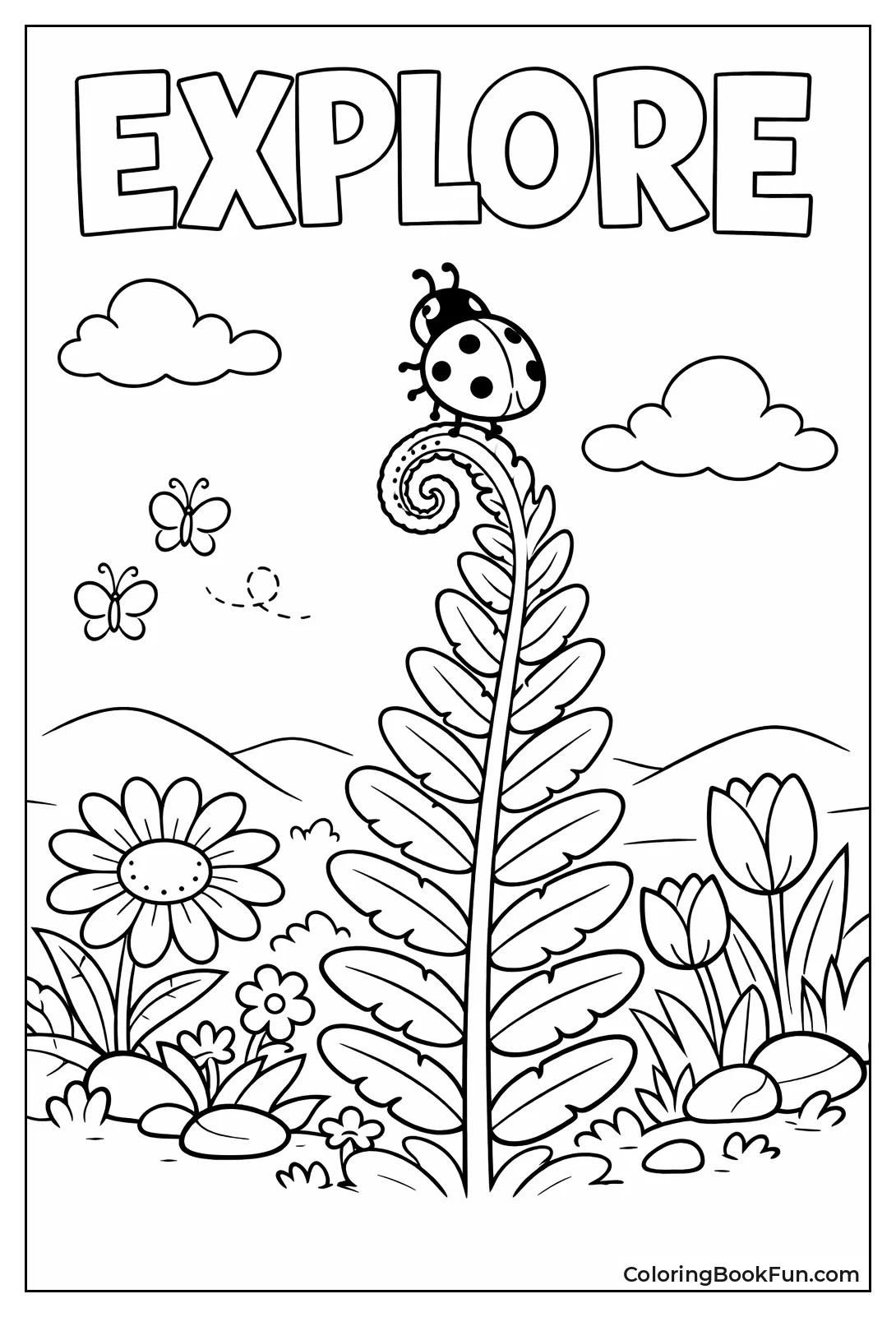 Ladybug Climbing Tall Fern