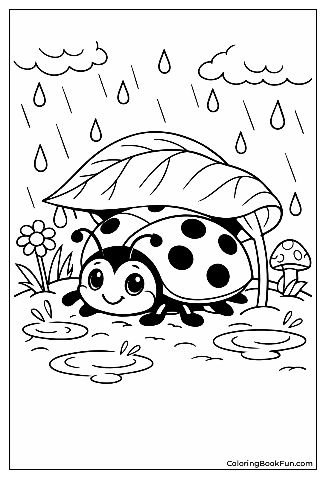 Ladybug under Leaf Rain