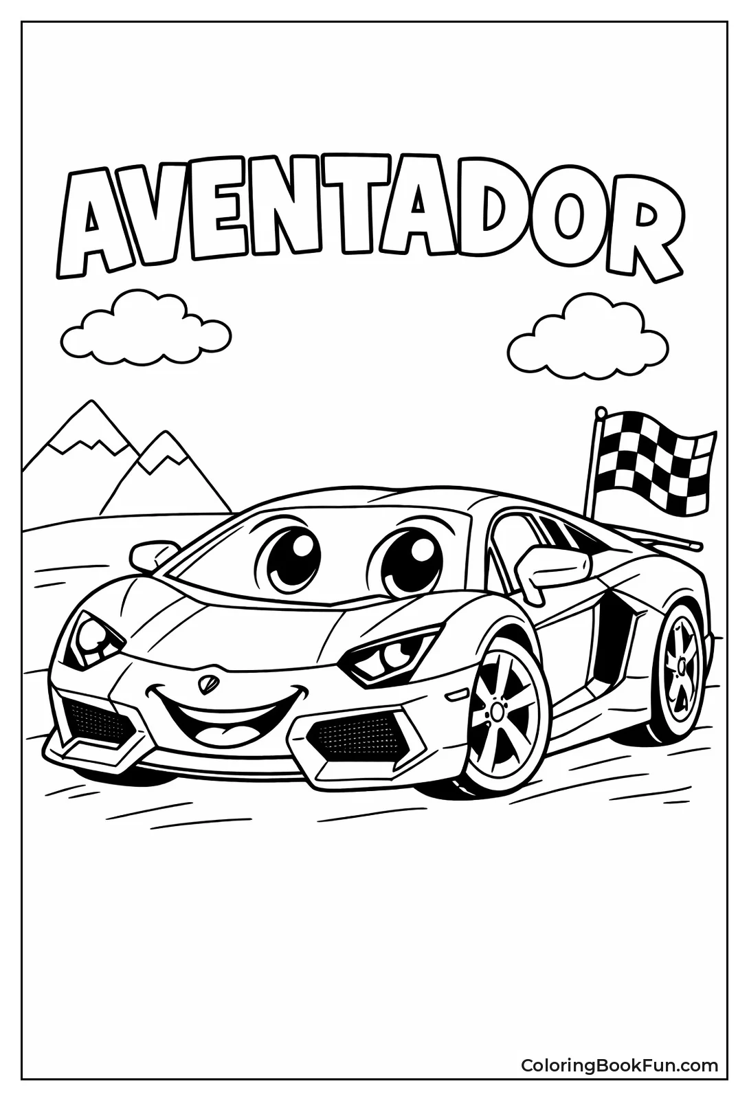 Cute Cartoon Aventador Smiles