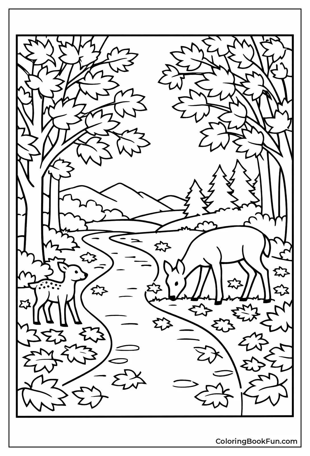 Deer Wander Autumn Forest Trail