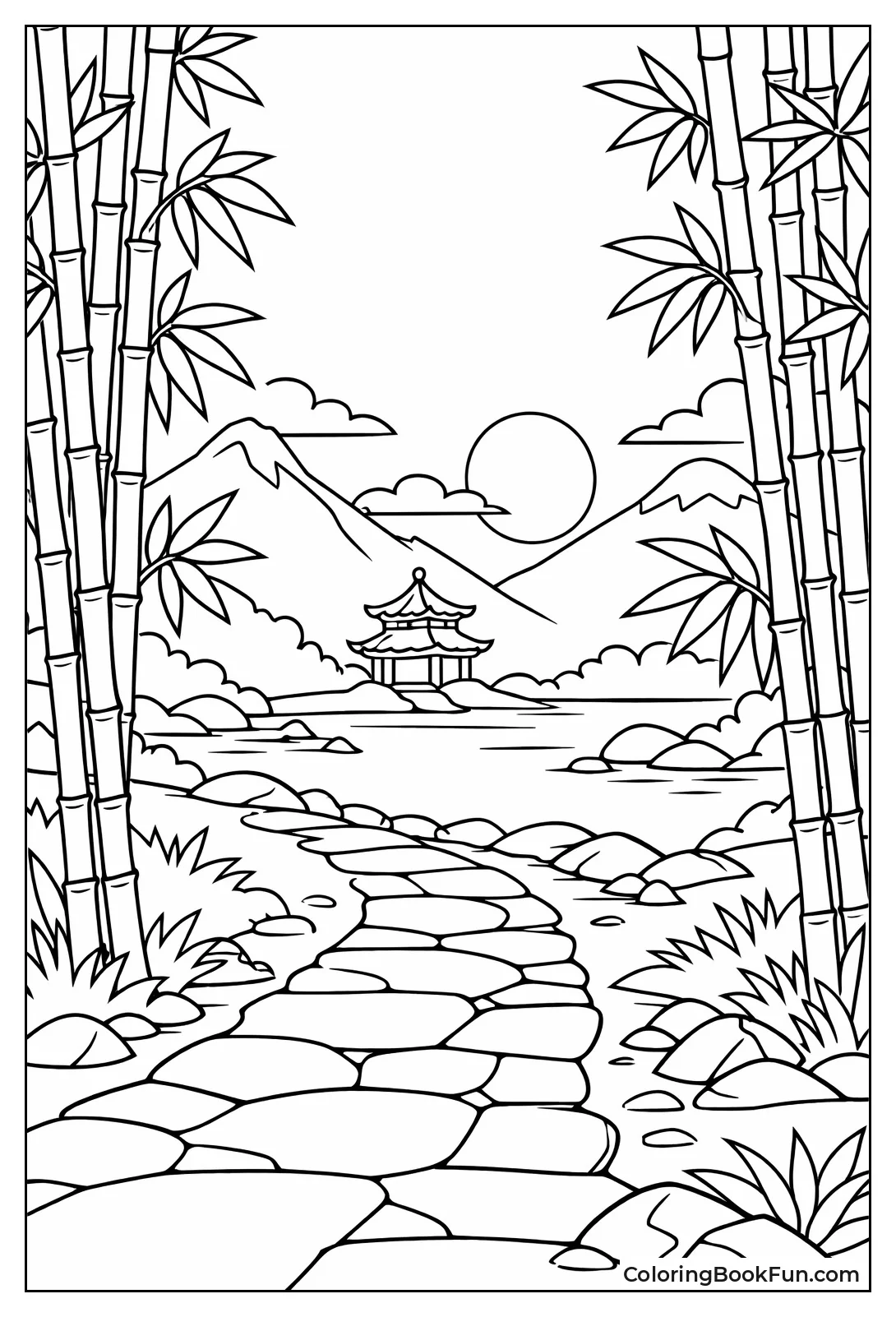 Bamboo Lines Misty Forest Path