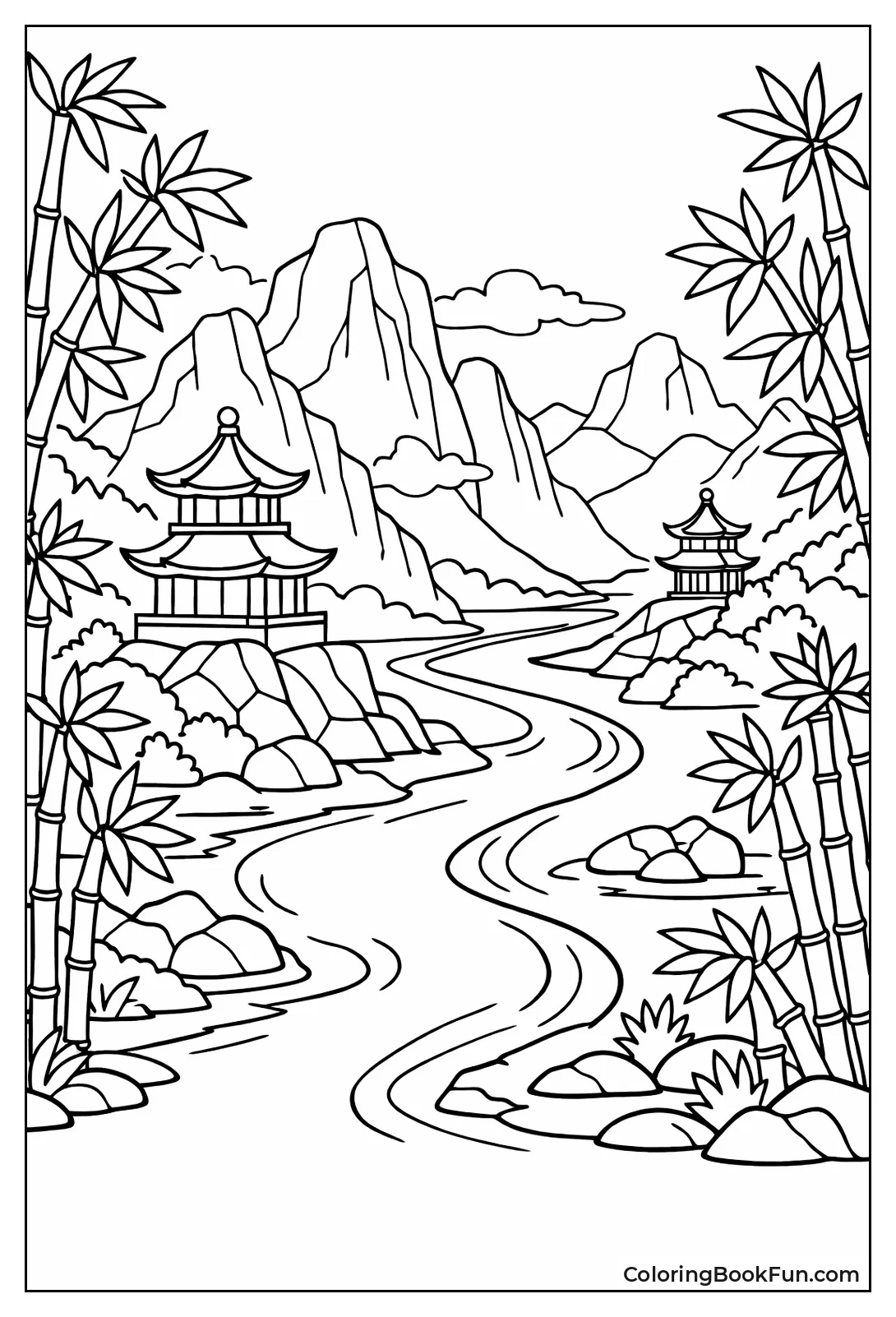 Misty River through Bamboo