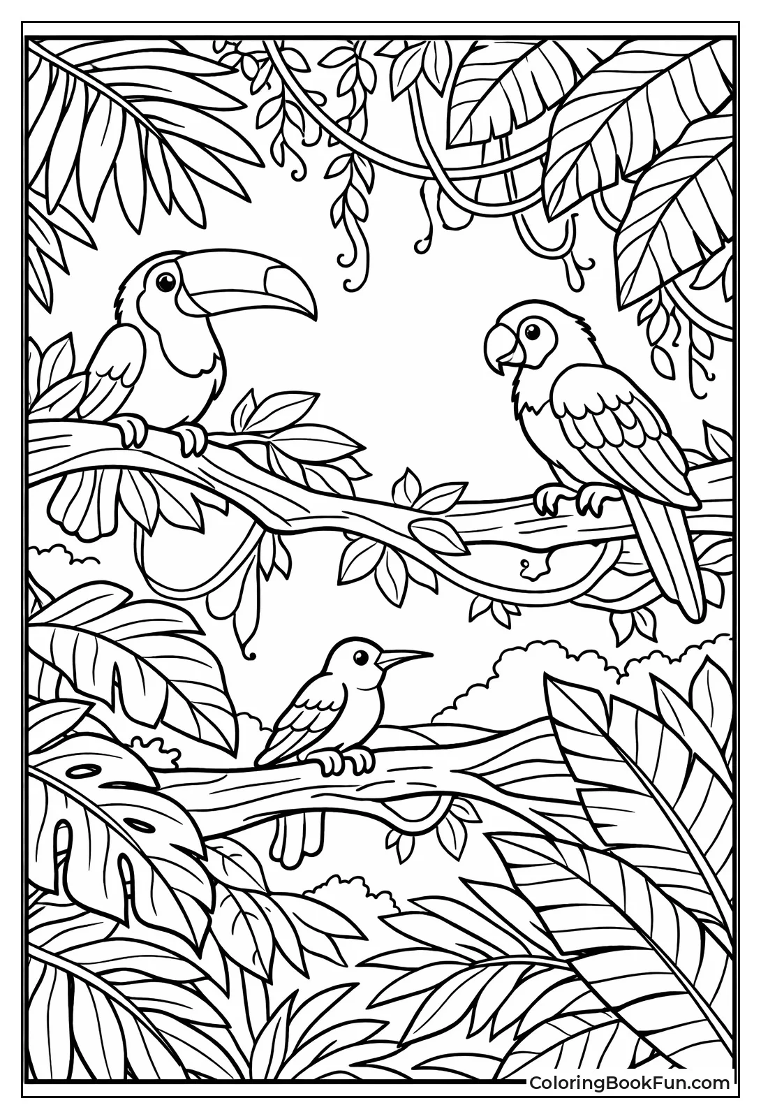 Birds Perch on Jungle Canopy