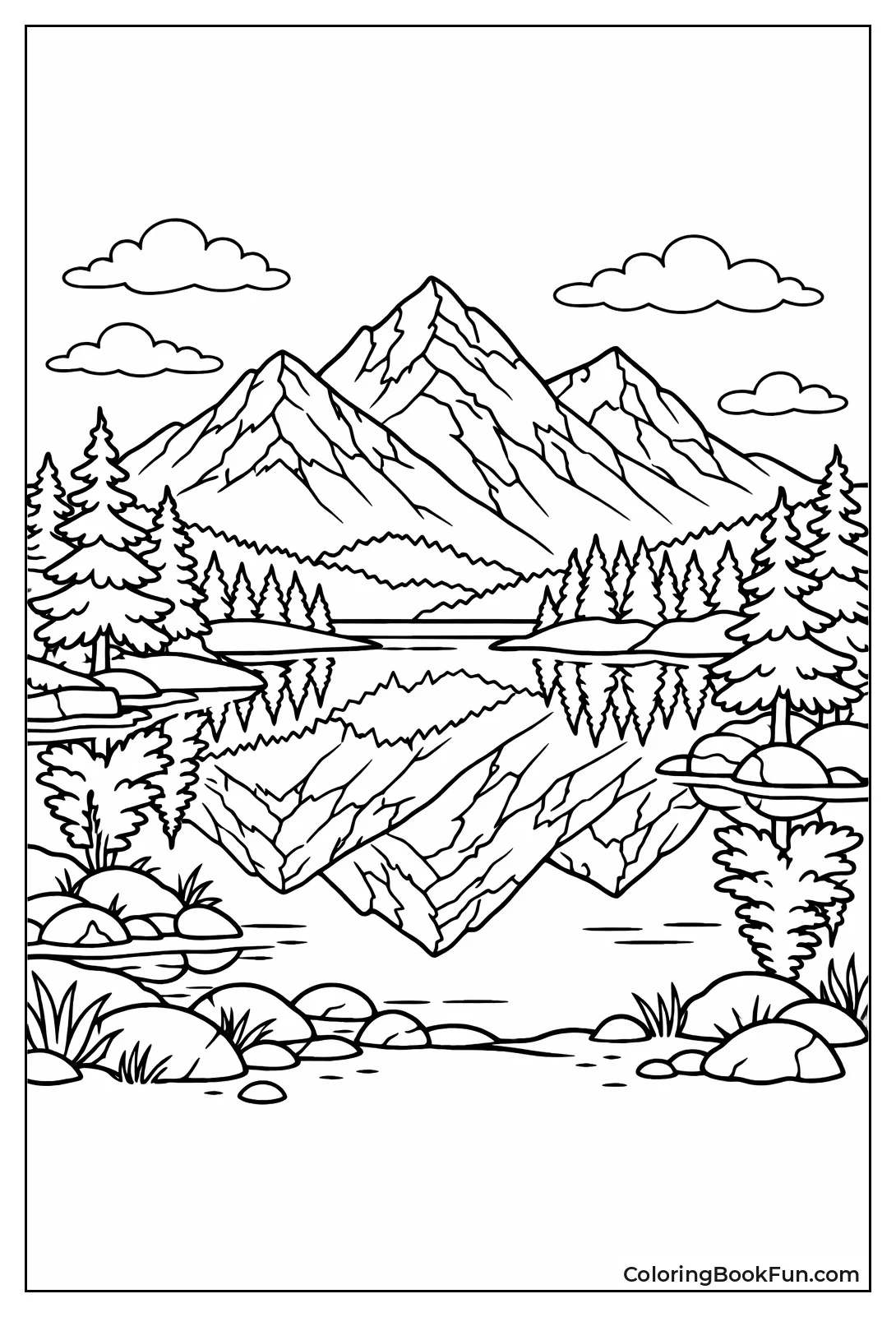 Snowy Mountains Mirror Calm Lake